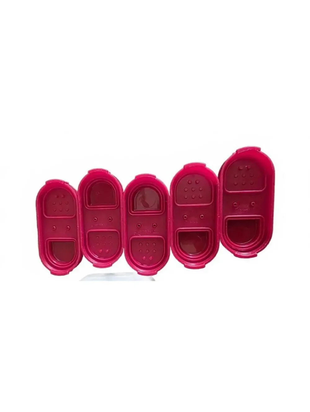 5 Tupperware Modular Mates Spice Shaker Set Red Lids 10pcs